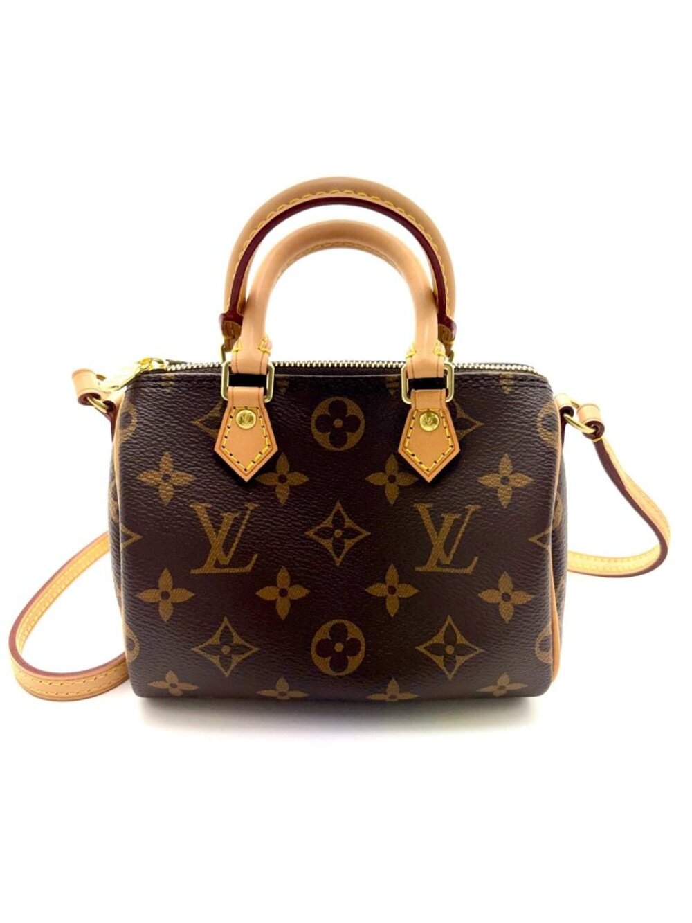 Louis Vuitton Nano Speedy Monogram Shoulder Bag Dark Brown